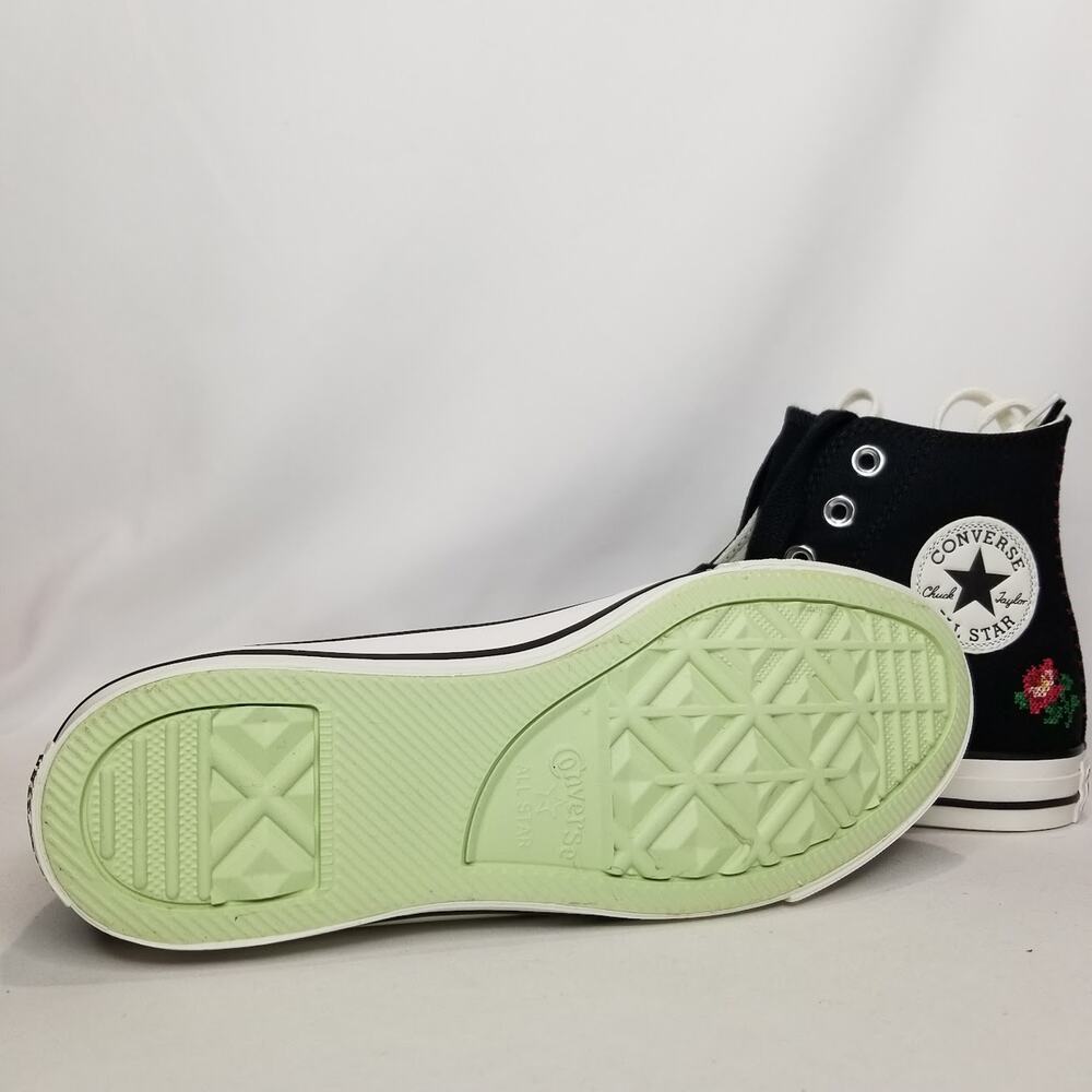 Converse Women's CTAS Rose Cross Stitch Hi Tops Size 8 Black Red A13657C NWT - Picture 6 of 6